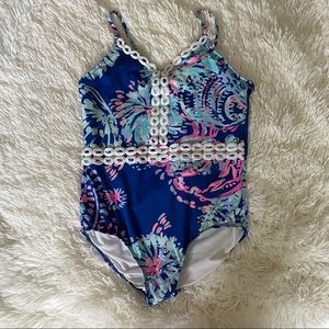 Lilly Pulitzer Girls Mals swimsuit 1 piece UPF 50
